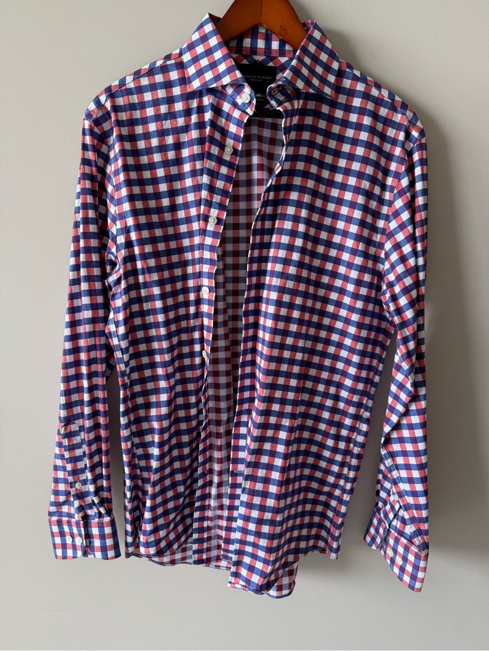 Tommy Hilfiger premium slim fit stretch red & Blue Checked Shirt 15.5 32/33